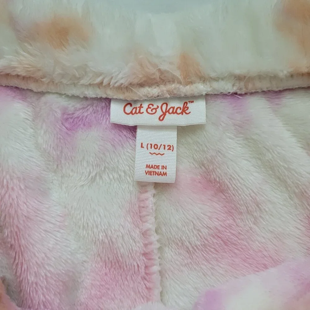 Cat & Jack Fleece Jogger Pants Set Pink Tie Dye Blue Star Sweater Girls L Cozy